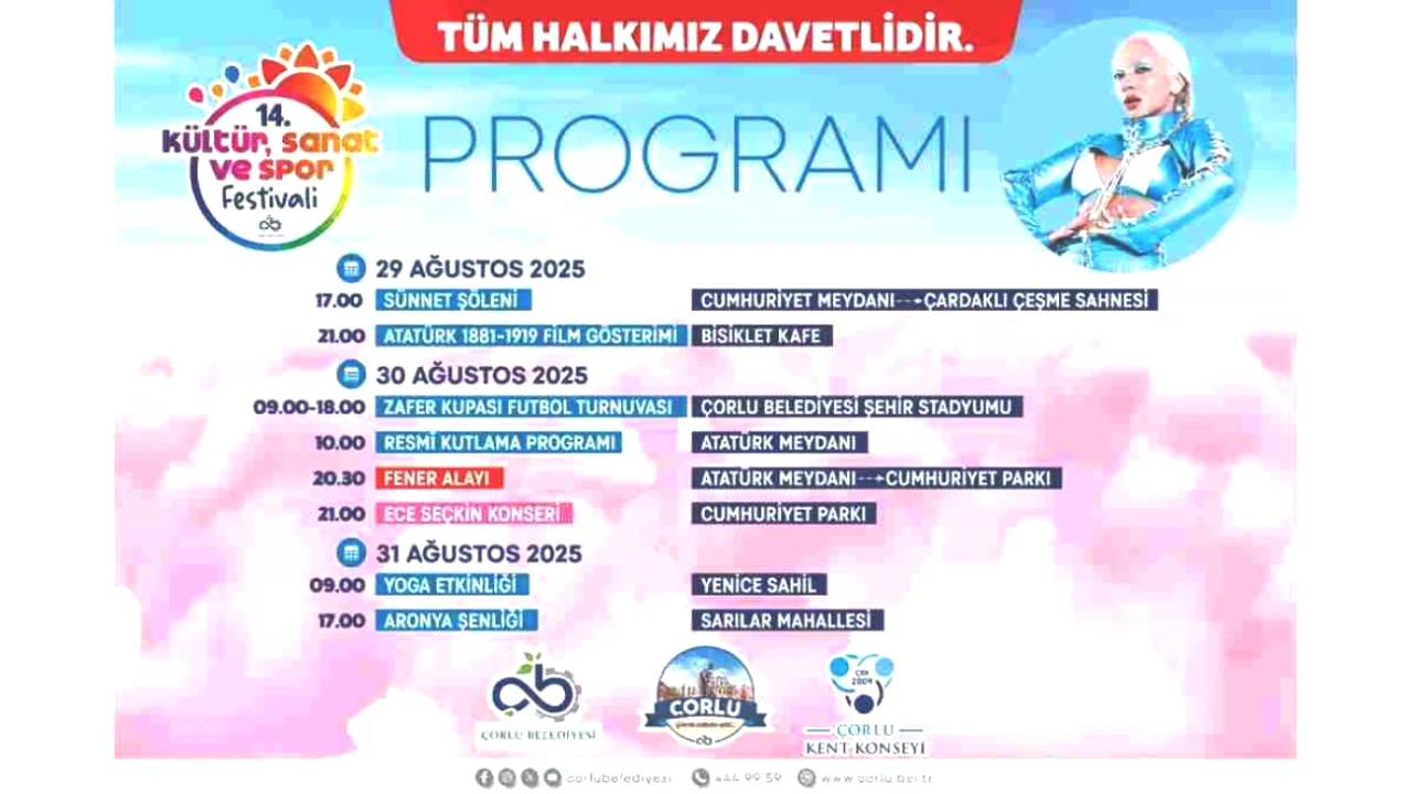 Çorlu'da Heyecan Dolu 14. Kültür, Sanat ve Spor Festivali Başlıyor!